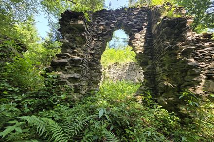 Ruine umgeben von Grün